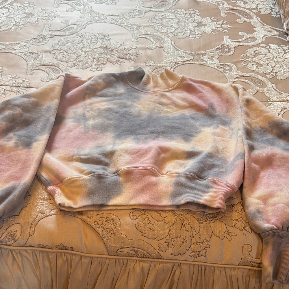 Spiritual Gangster Pastel Tie-Dye Cropped Sweatshirt - Pink, Blue, Yellow